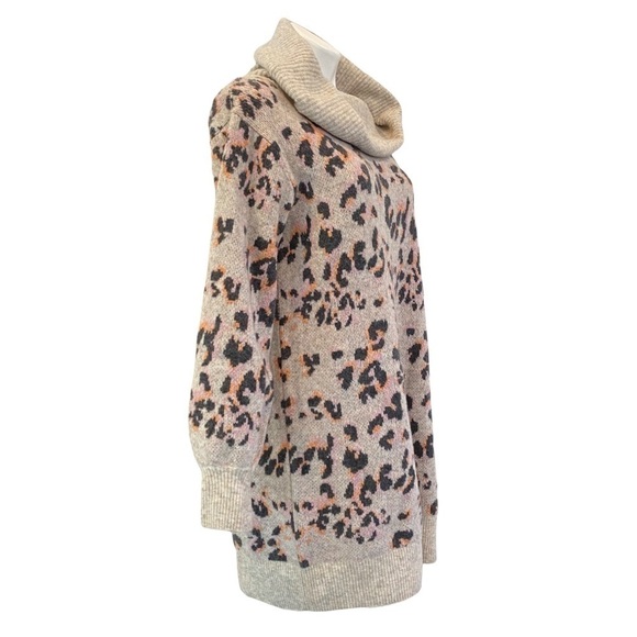 ANTHROPOLOGIE Emmy Cowl Neck Wool Blend Leopard Print Tunic Size XL - Picture 5 of 10